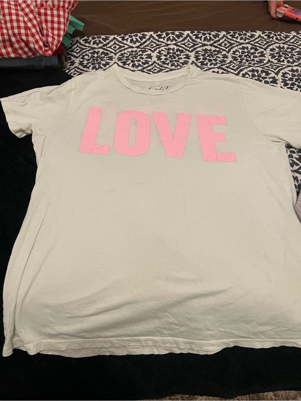 Women’s White Short-Sleeve Tee with Pink LOVE wins  Graphic